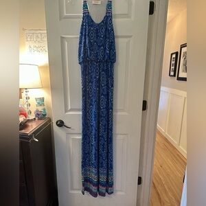 Renee C Renee Blue Patterned maxi Dress